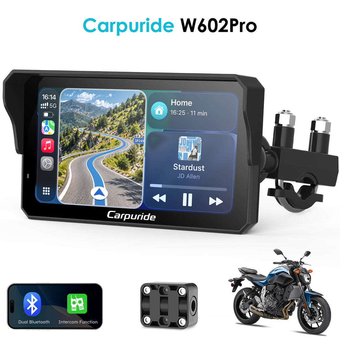 Carpuride W602 Pro Wireless Motorcycle Stereo with Optional TPMS