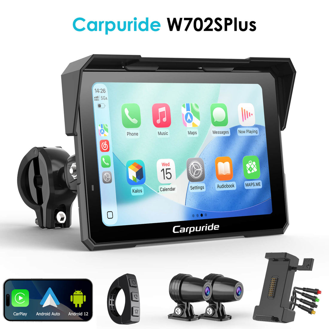 Carpuride W702S Plus Wireless Portable Motorcycle Stereo