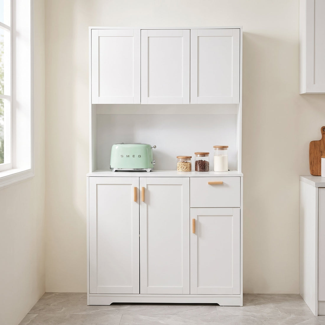 Tall Sideboard Storage Cabinet with LED Lights