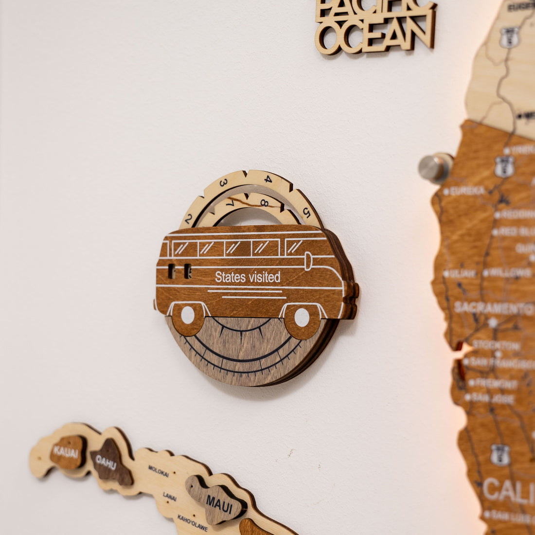 Travel Tracker 3D Wooden USA Map