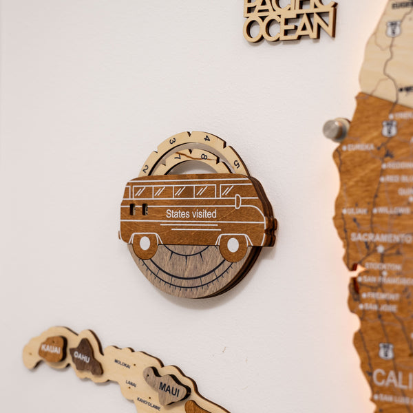Travel Tracker 3D Wooden USA Map